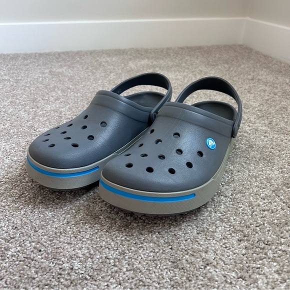 CROCS Other - Crocs Crocband Clogs Mens Size 11 Dark Grey Blue Sporty Comfort Sandals Shoes
